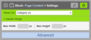 Page Content Block - When On Category - Header Image Settings