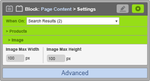 Page Content Block - When On Search Results - Image Settings