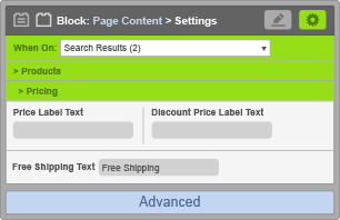 Page Content Block - When On Search Results - Pricing Settings