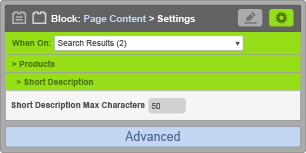 Page Content Block - When On Search Results - Short Description Settings