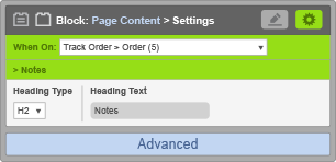 Page Content Block - When on Track Order Order - Notes
