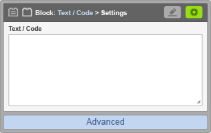 Text/Code Block - Text/Code Block Settings