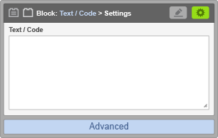 Text/Code Block - Text/Code Block Settings Text/Code Block - Text/Code Block Settings