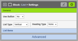List Block - General Settings List Block - General Settings