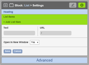List Block - Add List Item Settings List Block - Add List Item Settings