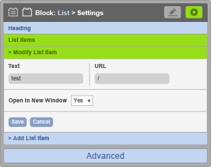 List Block - Modify List Item Settings List Block - Modify List Item Settings