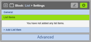 List Block - List Item Settings List Block - List Item Settings