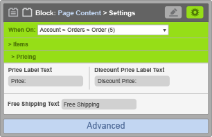 Page Content Block - When On Account Orders Order - Pricing Settings