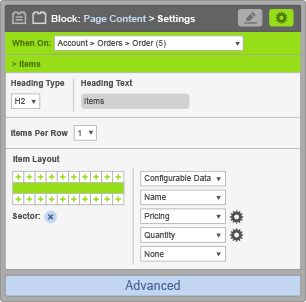 Page Content Block - When On Account Orders Order - Items
