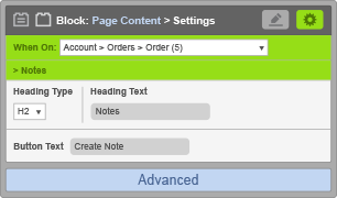 Page Content Block - When On Account Orders Order - Notes