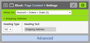 Page Content Block - When On Account Orders Order - Shipping Address