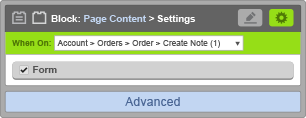 Page Content Block - When On Account Orders Order Create Note