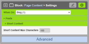 Page Content Block - When On Blog - Short Content Settings Page Content Block - When On Blog - Short Content Settings