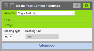 Page Content Block - When On Blog Post - Tag Settings