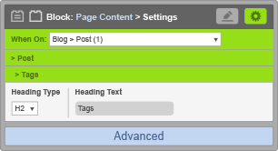 Page Content Block - When On Blog Post - Tag Settings Page Content Block - When On Blog Post - Tag Settings