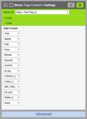 Page Content Block - When On Blog Post Tag - Date Settings Page Content Block - When On Blog Post Tag - Date Settings