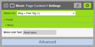 Page Content Block - When On Blog Post Tag - More Settings