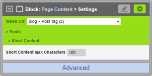 Page Content Block - When On Blog Post Tag - Short Content Settings Page Content Block - When On Blog Post Tag - Short Content Settings