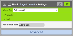 Page Content Block - When On Category - Cart Settings