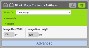 Page Content Block - When On Category - Image Settings