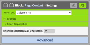 Page Content Block - When On Category - Short Description Settings Page Content Block - When On Category - Short Description Settings