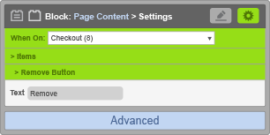 Page Content Block - When On Checkout - Remove Button Settings Page Content Block - When On Checkout - Remove Button Settings