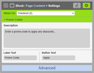 Page Content Block - When On Checkout - Promo Codes