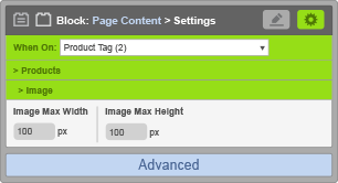 Page Content Block - When On Product Tag - Image Settings Page Content Block - When On Product Tag - Image Settings