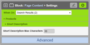 Page Content Block - When On Search Results - Short Description Settings Page Content Block - When On Search Results - Short Description Settings
