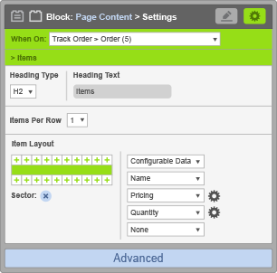 Page Content Block - When on Track Order Order - Items