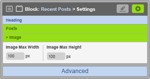 Recent Posts Block - Image Settings